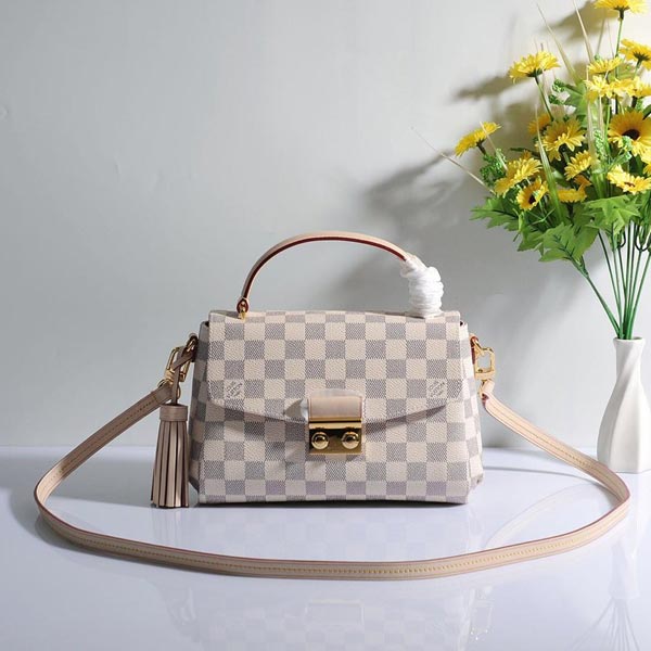 LV Damier Ebene棋盤格紋帆布Croisette手袋N53000 N41581