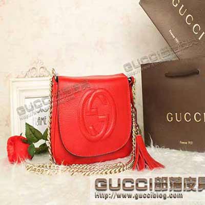 新品gucci奢侈名包 真皮女包單肩包斜跨小包鏈條挎包323190