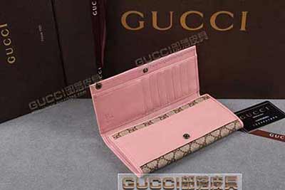 gucci 212109 啡PVC粉紅皮 古馳pvc錢包