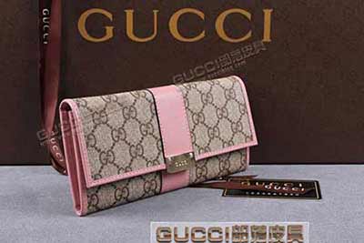 gucci 233028 啡PVC粉紅皮 古馳pvc錢(qián)包