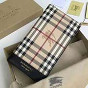 Burberry 柏寶利 原單出品 長款二折包 馬仔格子料搭配進(jìn)口粒面小牛皮 40651851黑色 21cmx12cmx3cm