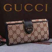 gucci 203552 杏布啡皮 古奇帆布配皮錢(qián)包