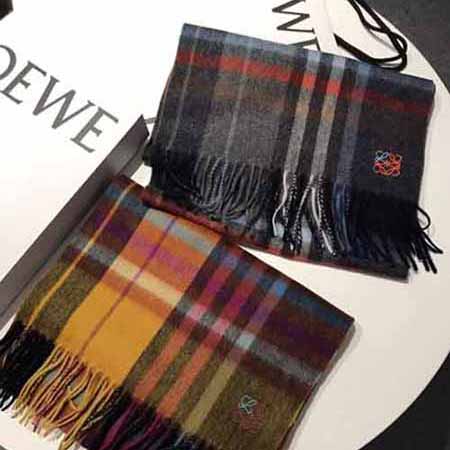 LOEWE羅意威圍巾世界名牌山羊絨水波紋小圍巾